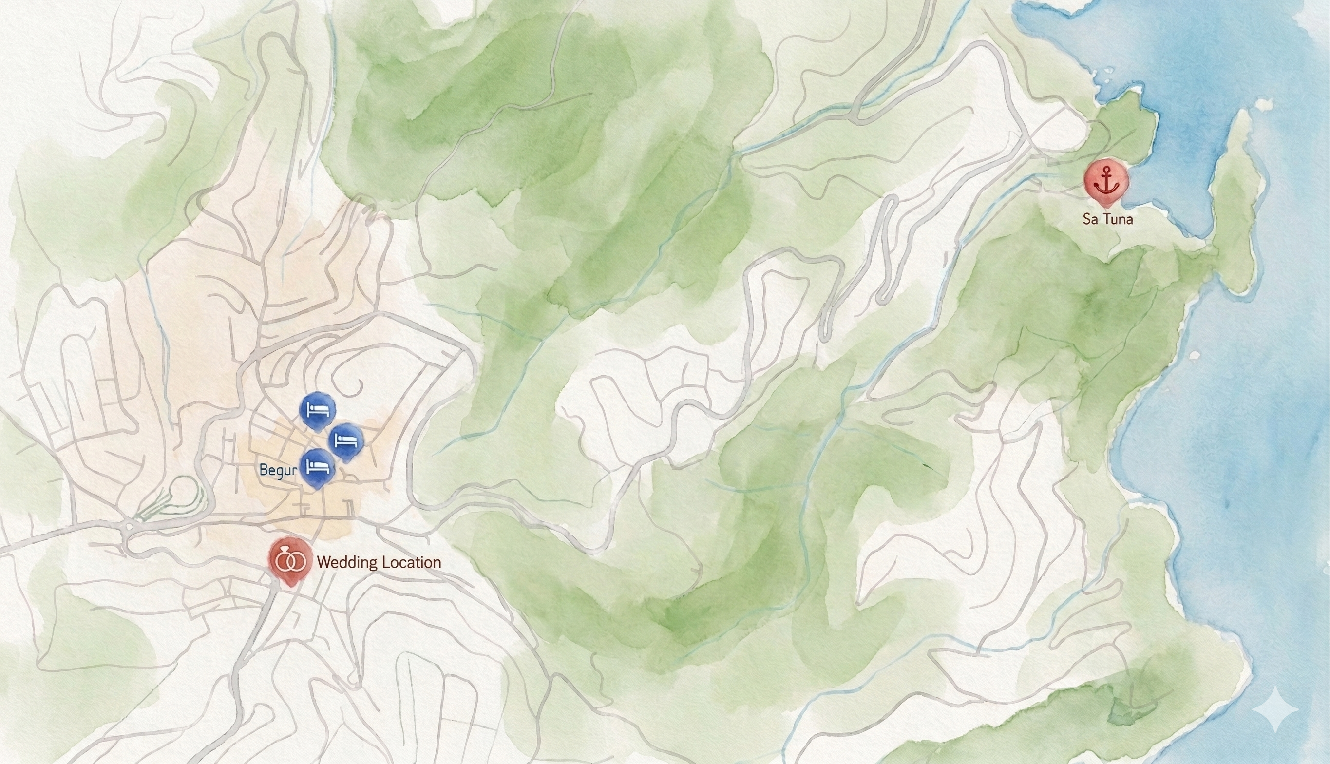 Kaart van Begur en Sa Tuna